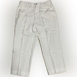 🍄Alan Flusser Pants Mens Linen Rayon Blend Beachy Tropical Pleated 36 x 25